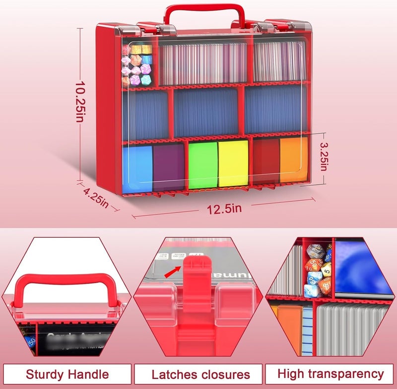 Fullcase Trading Card Storage Organizer Case for 2400+ Cards - Red - Image 2