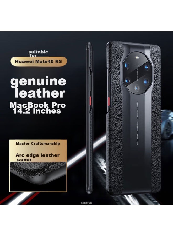 Stryfer Porsche Design Phone Case For Huawei Mate40 Rs, Porsche Design Classic Collection Edition Leather Luxury Full Protection Shockproof Case For Men - Elegant Black - Image 1