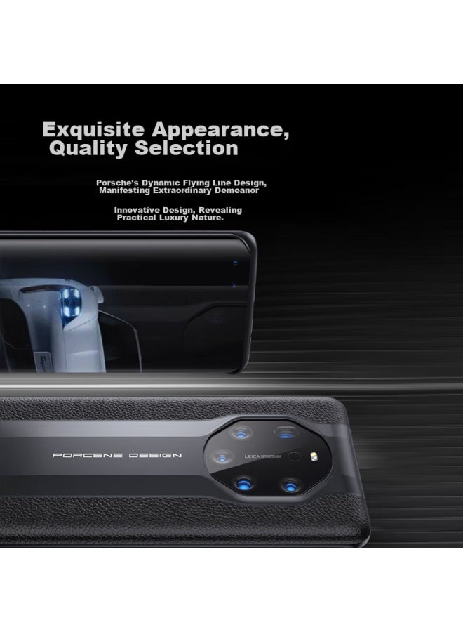 Stryfer Porsche Design Phone Case For Huawei Mate40 Rs, Porsche Design Classic Collection Edition Leather Luxury Full Protection Shockproof Case For Men - Elegant Black - Image 2