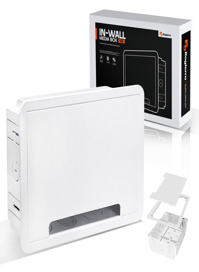 Rogierra in-Wall Media Box - TV Cable Management Kit, Structured Media Enclosuree, Home Theater Box, Compatible with Roku, Apple TV, Samsung One Connect Mini - WiFi Friendly, Dual Purpos, White-9" - Image 1
