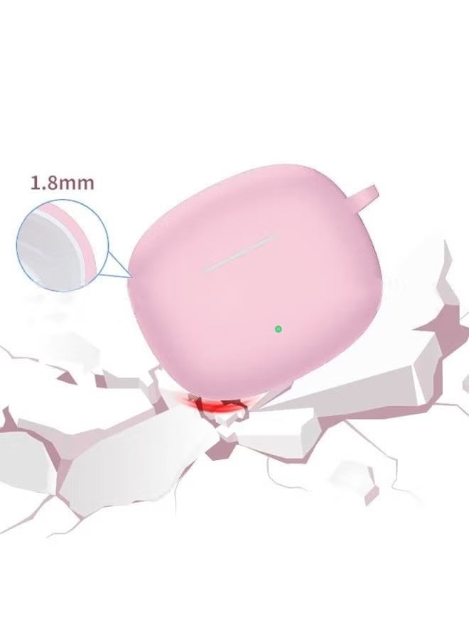 Protective Case Cover for Honor Earbuds X3,Shockproof TPU Silicone Earphones Skin Cover,  Protective Case with Keychain Hook for Honor Earbuds X3 ( Pink) - Image 2