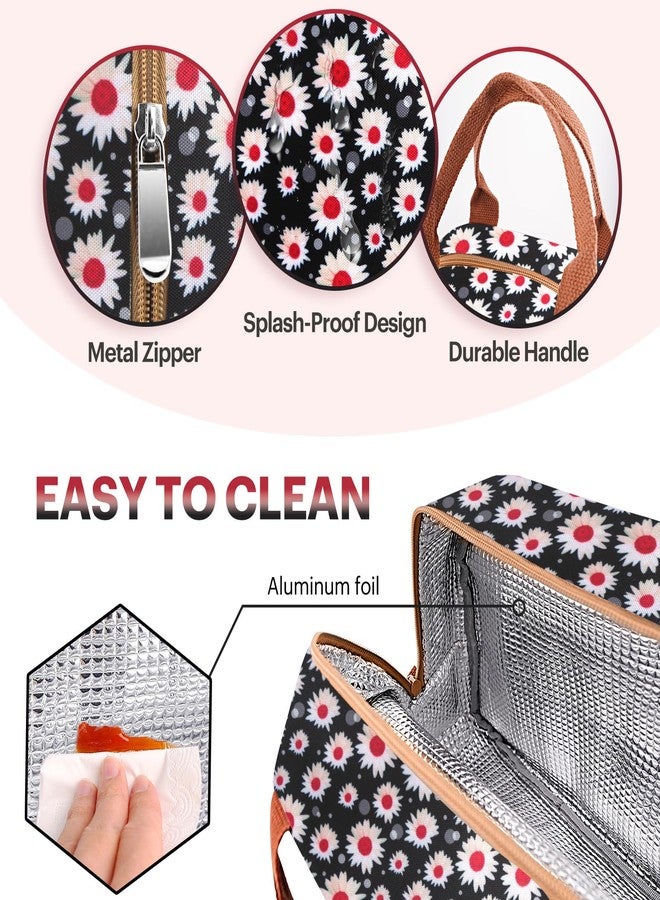 Easyfun Lunch Bag for Women & Men Adult Insulated Lunch Box, Small Leakproof Cooler Food Lunch Containers Reusable High Capacity Lunch Tote Bags for Work, Travel, Outdoor (Red Flower) - Image 4