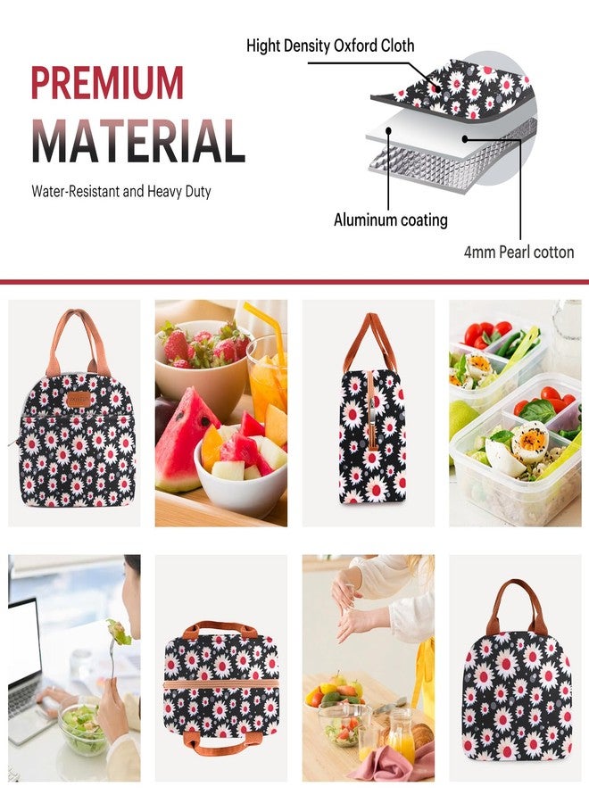 Easyfun Lunch Bag for Women & Men Adult Insulated Lunch Box, Small Leakproof Cooler Food Lunch Containers Reusable High Capacity Lunch Tote Bags for Work, Travel, Outdoor (Red Flower) - Image 5