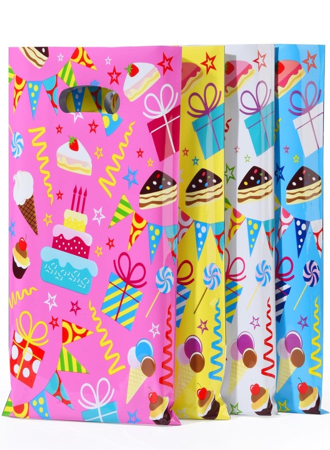 SUNCOLOR Birthday Party Favor Bags, 32 Pack Metallic Goodie Bags with Handles, 6.6x9.7 Inch, Pink Blue Yellow Gift Bags for Kids Parties, Celebrations - Image 1