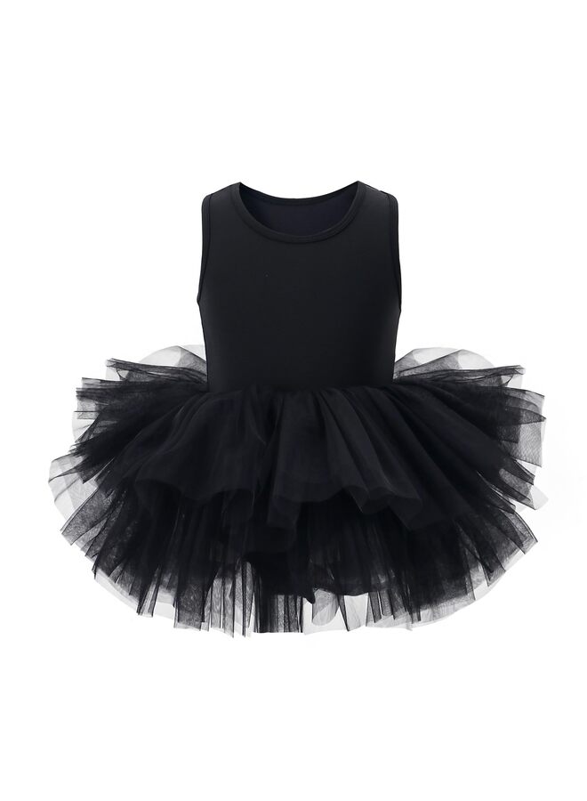 Girls' Camisole Dance Tutu Leotard with Fluffy 4-Layers Ballet Dress for Ballerina (18 Months - 7 Years) (Color : Black-L) - Image 1