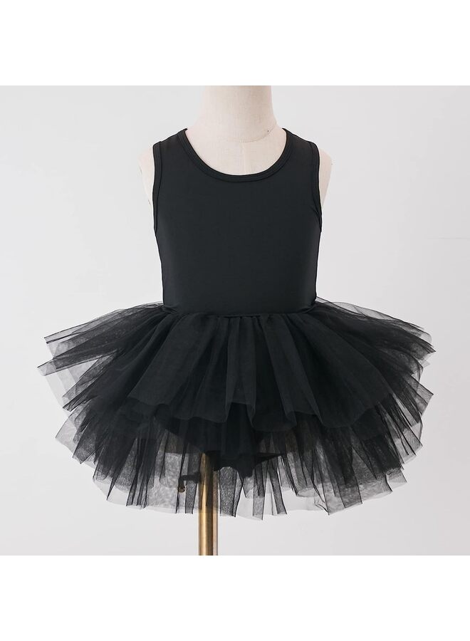 Girls' Camisole Dance Tutu Leotard with Fluffy 4-Layers Ballet Dress for Ballerina (18 Months - 7 Years) (Color : Black-L) - Image 2