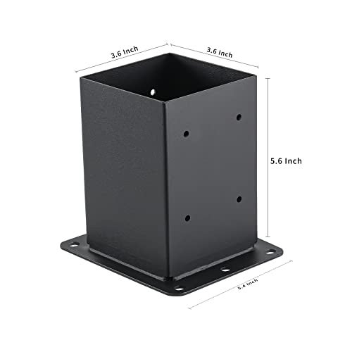 AXWHYS 4x4 Post Base 2 Pcs, (Inner Size 3.6x3.6) Post Anchors, 13GA Thick Solid Steel & Black Powder Coated,Deck Post Brackets Support Deck Base Plate Pergola Brackets Fence Kit Mailbox Mount - Image 2