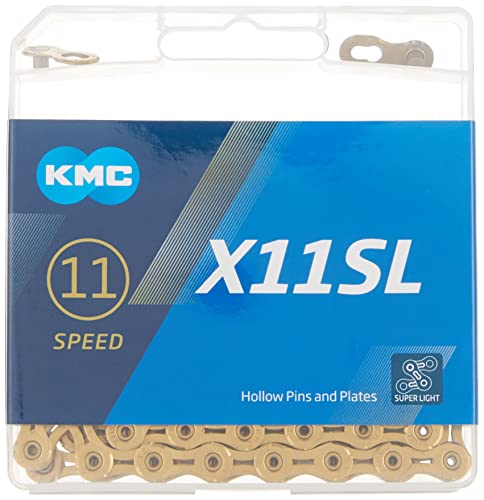 KMC X11 Chain 11-Speed SL-Series | Mountain Bike/Road/Gravel | Shimano, SRAM, Campagnolo Compatible | Missing Link Included | Gold Titainim Nitride Coat - Image 1