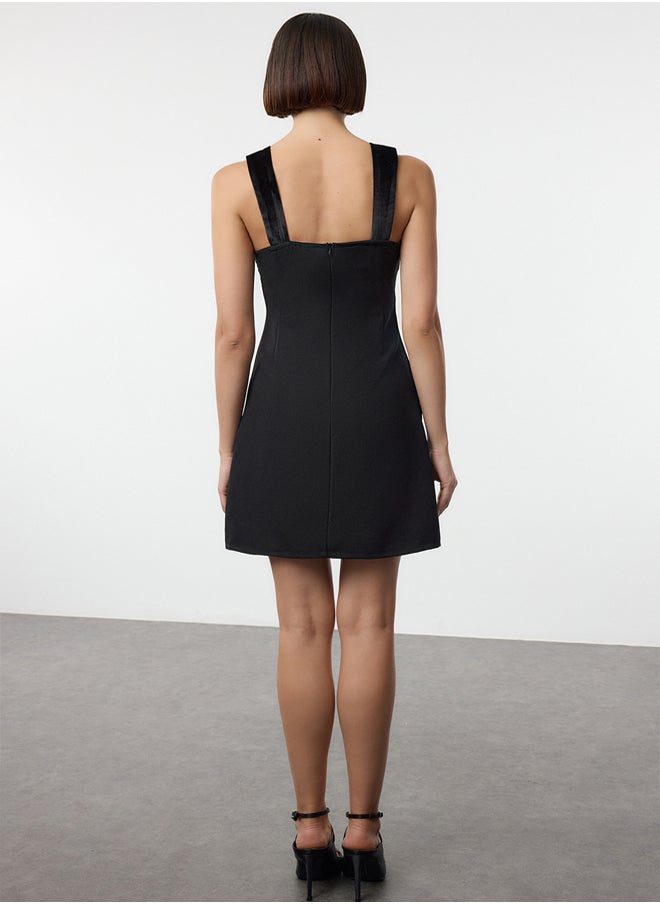 trendyol Black A-Line Bow Detail Woven Stylish Mini Evening Dress TPRAW25EL00138  - Image 5
