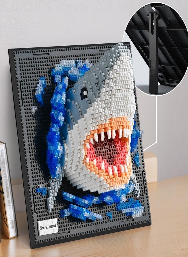 مكعبات بناء جدارية على شكل سمكة قرش من بي إن جي للبالغين، مجموعة نماذج حيوانات لتزيين الحائط أو عرض الطاولة، هدية لعبة إبداعية للمراهقين من سن 14 عامًا فما فوق، غير متوافقة مع (2166 قطعة) - Image 4