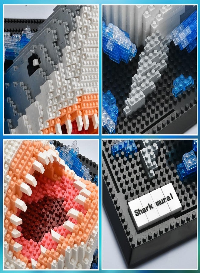 مكعبات بناء جدارية على شكل سمكة قرش من بي إن جي للبالغين، مجموعة نماذج حيوانات لتزيين الحائط أو عرض الطاولة، هدية لعبة إبداعية للمراهقين من سن 14 عامًا فما فوق، غير متوافقة مع (2166 قطعة) - Image 5