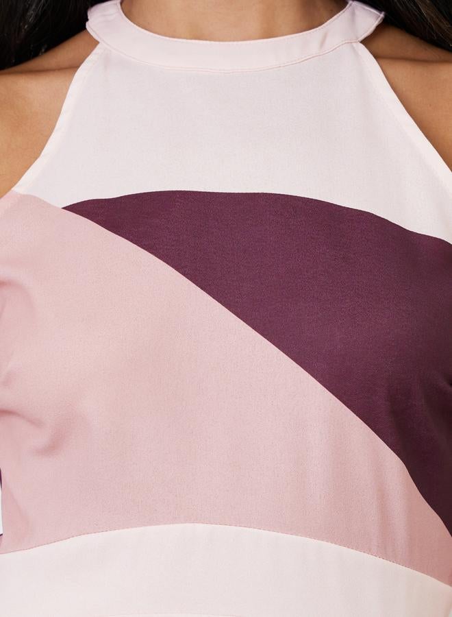 Styli Color Block Asymmetric Hem Maxi Dress - Image 4