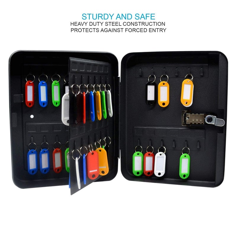 oddpod 48 Keys Numeric Lock Metal WallMount Security Key BoxSafe Cabinet with Key Tags Black - Image 4