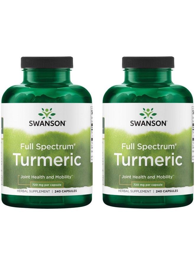 Swanson Full Spectrum Turmeric (Curcumin) - Joint Health, Digestion, Heart Health & Liver Support Supplement - Curcuma Longa Formula Promoting Memory Support - (240 Capsules) (2 Pack)