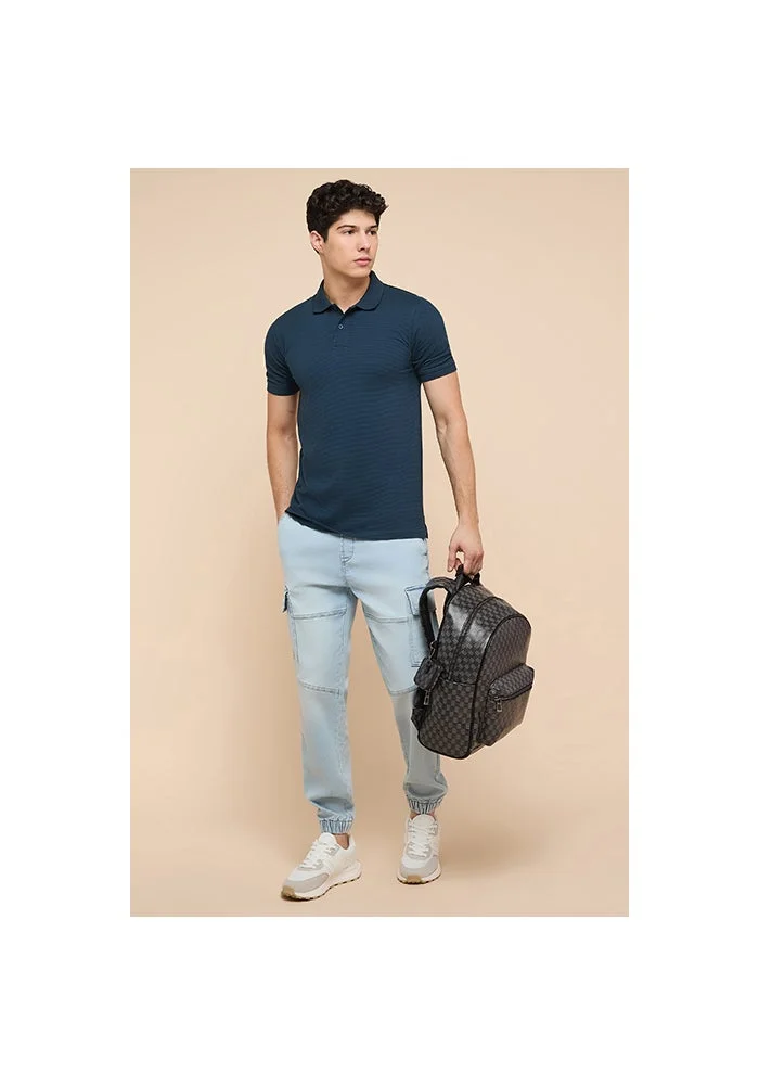R&b Textured Polo T-Shirt with Short Sleeves