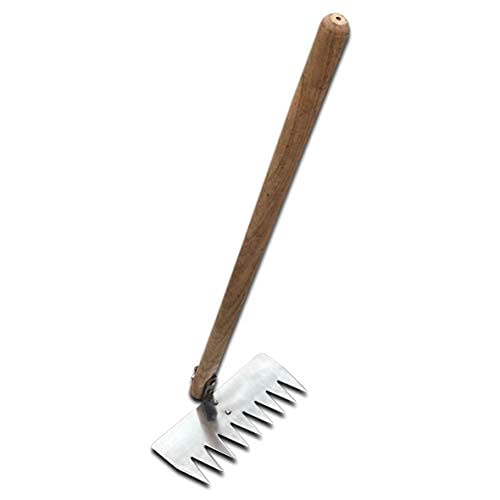 KRUFE Heavy Duty Steel Garden Rake with 36" Long Polished Wooden Handle – 13.5" Wide Sharp Steel Teeth for Efficient Lawn & Yard Clean-Up – Multi-Purpose Garden Tool for Soil Leveling, Leaf Raking - Image 1