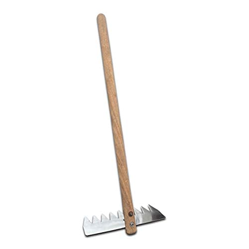 KRUFE Heavy Duty Steel Garden Rake with 36" Long Polished Wooden Handle – 13.5" Wide Sharp Steel Teeth for Efficient Lawn & Yard Clean-Up – Multi-Purpose Garden Tool for Soil Leveling, Leaf Raking - Image 2