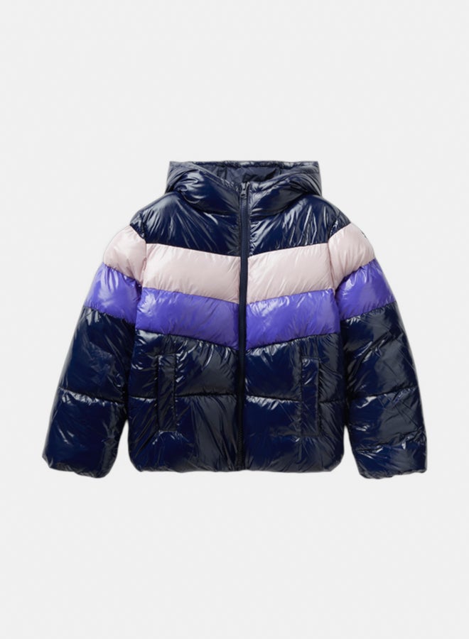 بينيتون جاكيت بنات مبطن بكتل ألوان - Image 1