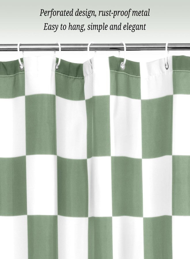 YMHPRIDE Checkered Shower Curtain, 71x71 Inch Green and White Shower Curtains for Bathroom, Cute Retro Checkerboard Shower-Curtains Vintage Classic Waterproof Washable Polyester Fabric for Bathtub Home Decor - Image 3