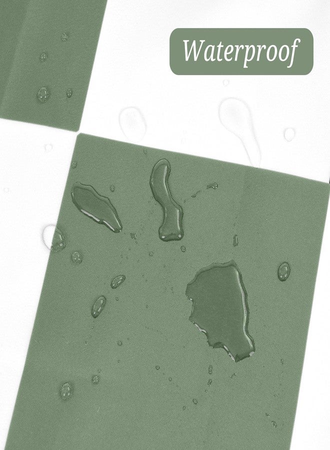 YMHPRIDE Checkered Shower Curtain, 71x71 Inch Green and White Shower Curtains for Bathroom, Cute Retro Checkerboard Shower-Curtains Vintage Classic Waterproof Washable Polyester Fabric for Bathtub Home Decor - Image 5