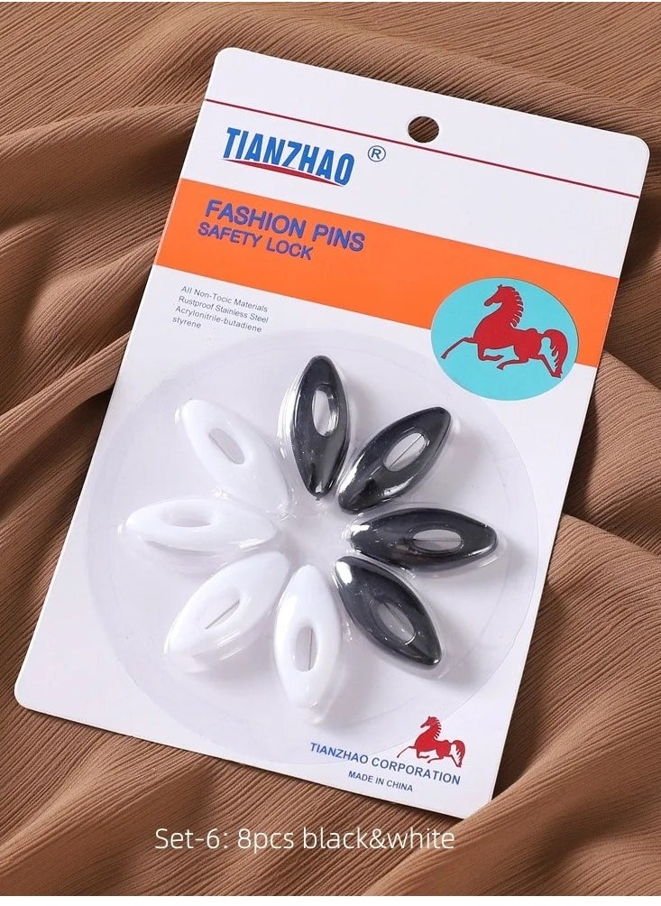 مجموعة من ثماني دبابيس طرحة كليبس للأمان أبيض وأسود - pzsku/Z92412234BE449A999643Z/45/_/1707733985/e960e47d-c8a1-498c-89f4-122b6719228d