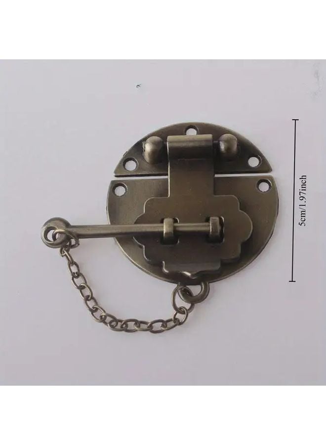1pc Vintage Metal Box Lock with Key and Chain Heavy Duty Antique Finish for Home Security - Image 4