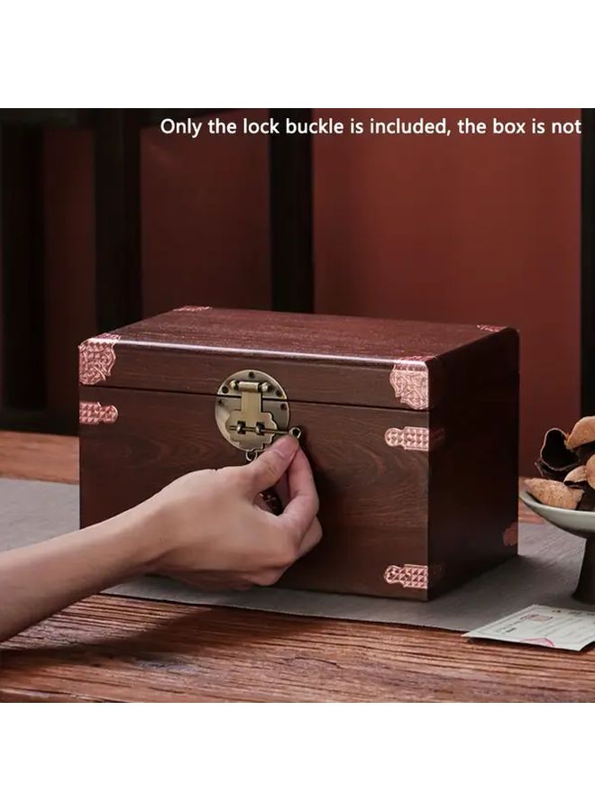 1pc Vintage Metal Box Lock with Key and Chain Heavy Duty Antique Finish for Home Security - Image 5