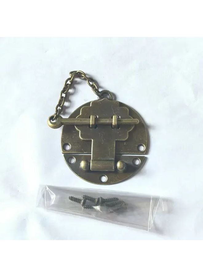 1pc Vintage Metal Box Lock with Key and Chain Heavy Duty Antique Finish for Home Security - Image 1