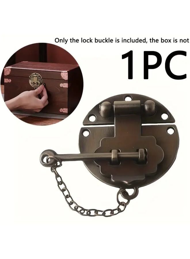 1pc Vintage Metal Box Lock with Key and Chain Heavy Duty Antique Finish for Home Security - Image 2