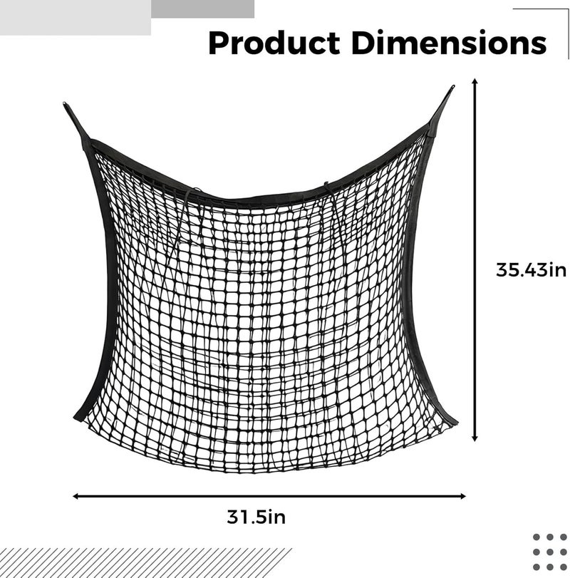 Large Capacity Horse Hay Bag, Black Nylon Hanging Hay Feeder, 31.5 × 35.4 in Hay Net, Minimizes Waste, for Stables - Image 4