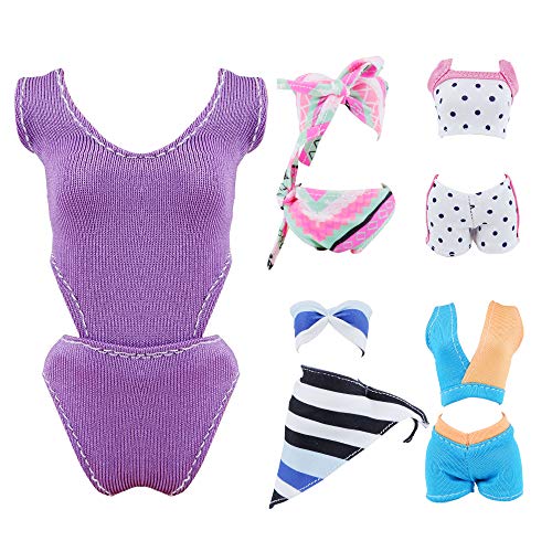 E-TING 11 Items= 3Pcs Doll Beach Bikini Swimsuit + 3Pcs Swim Ring + 5Pairs Shoes for 11.5 inch Girl Doll（Random Style） - Image 4