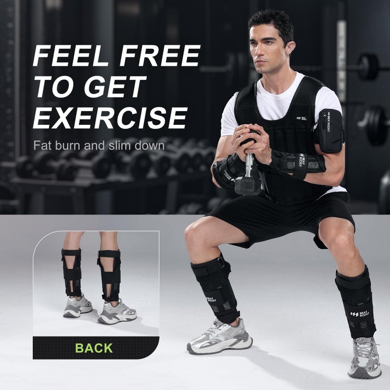 BeatBoost Ankle Weights 20lb Adjustable BeatBoost Leg Weights for Men Walking Pilates Exercise Workout Gym Aerobics - Image 4