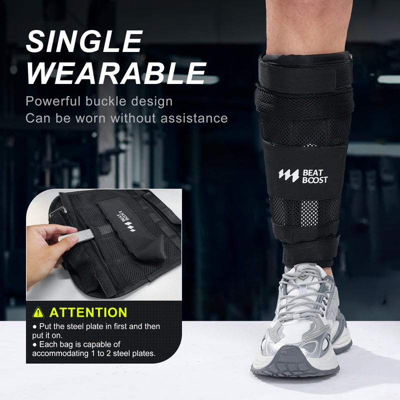 BeatBoost Ankle Weights 20lb Adjustable BeatBoost Leg Weights for Men Walking Pilates Exercise Workout Gym Aerobics - Image 2