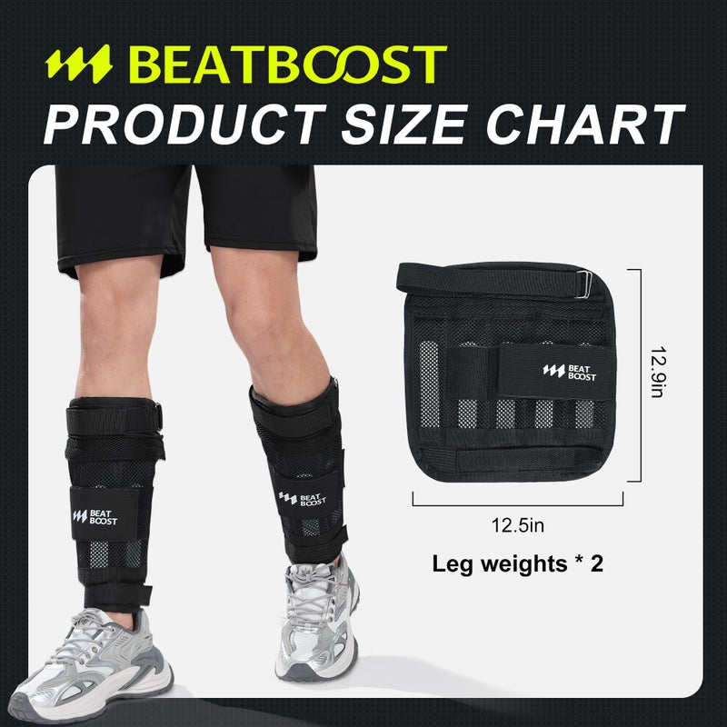BeatBoost Ankle Weights 20lb Adjustable BeatBoost Leg Weights for Men Walking Pilates Exercise Workout Gym Aerobics - Image 5