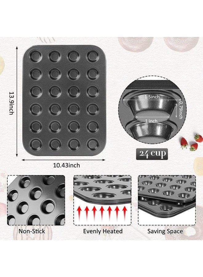 2 Pack Muffin Pan, Mini Muffin Baking Pan and Cupcake Tray, Nonstick Cake Molds, BPA Free, Easy to Use, Can Be Used for Make Mini Muffins, Baking Cupcakes, Brownies, Black - Image 2