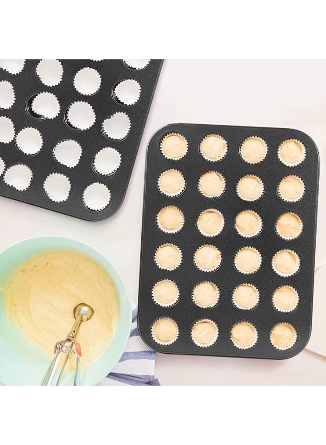 2 Pack Muffin Pan, Mini Muffin Baking Pan and Cupcake Tray, Nonstick Cake Molds, BPA Free, Easy to Use, Can Be Used for Make Mini Muffins, Baking Cupcakes, Brownies, Black - Image 3
