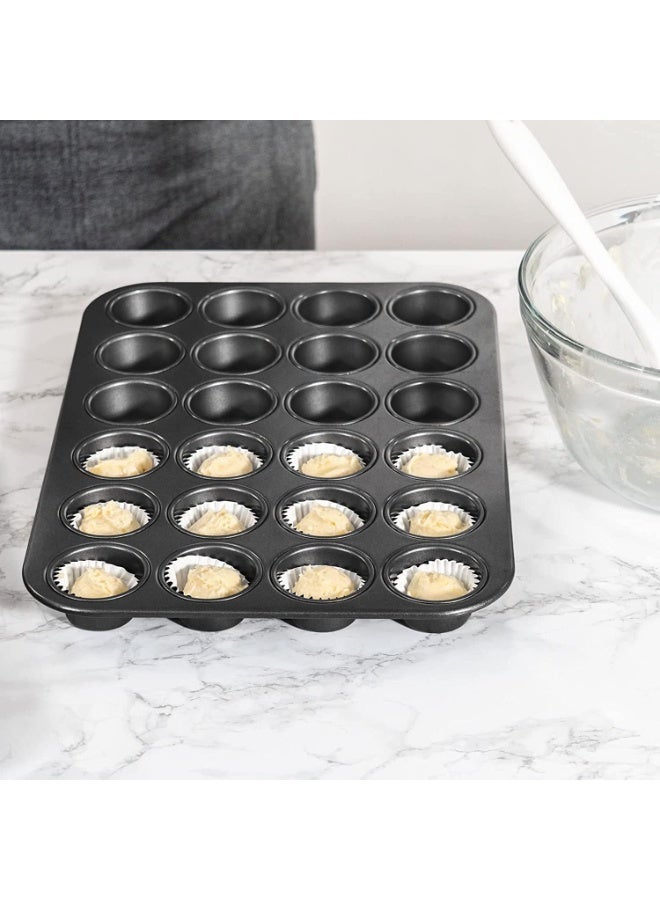 2 Pack Muffin Pan, Mini Muffin Baking Pan and Cupcake Tray, Nonstick Cake Molds, BPA Free, Easy to Use, Can Be Used for Make Mini Muffins, Baking Cupcakes, Brownies, Black - Image 5