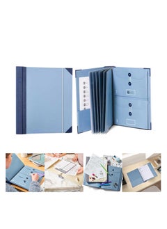 SYOSI Folio Folders with Pockets, Document Organizer Folio, Accordion File Organizer for Paper Bill, Family Important Documents Organizer, for Birth Certificate, in Case I Go Missing Binder (Blue 1Pc)  - Image 1