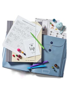 SYOSI Folio Folders with Pockets, Document Organizer Folio, Accordion File Organizer for Paper Bill, Family Important Documents Organizer, for Birth Certificate, in Case I Go Missing Binder (Blue 1Pc)  - Image 5