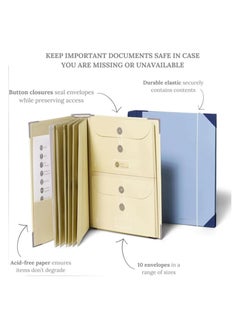 SYOSI Folio Folders with Pockets, Document Organizer Folio, Accordion File Organizer for Paper Bill, Family Important Documents Organizer, for Birth Certificate, in Case I Go Missing Binder (Blue 1Pc)  - Image 2