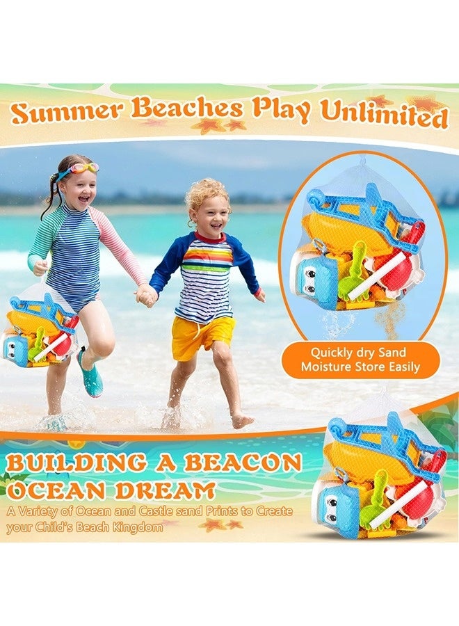 Vixplorn Beach Toy, 30 Pieces Beach Toy Children, Beach Sand Toy Set with Water Wheel, Bucket, Sand Moulds, Sand Shovel, Mesh Bag, Sandpit Toy for Children 3+ Years (Random Colour) - Image 3