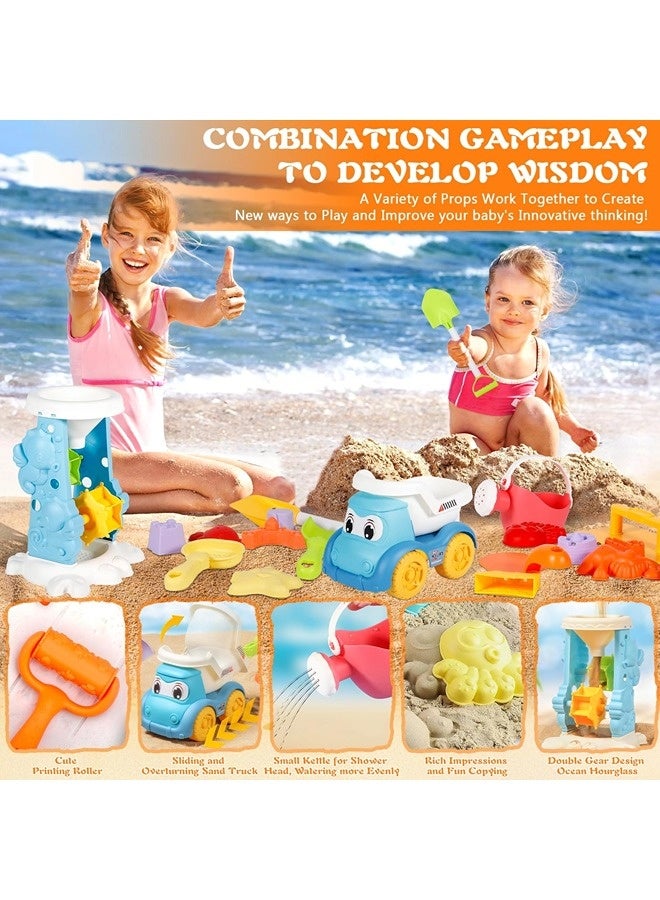 Vixplorn Beach Toy, 30 Pieces Beach Toy Children, Beach Sand Toy Set with Water Wheel, Bucket, Sand Moulds, Sand Shovel, Mesh Bag, Sandpit Toy for Children 3+ Years (Random Colour) - Image 5