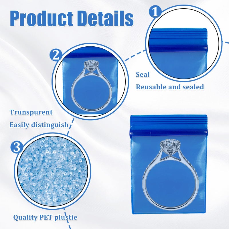 SNIRFAQM 250pcs 1"x1" 4 Mil Mini Plastic Pouches Colored Clear Thick Poly Baggies All Purpose Resealable Storage Bags with Zip Top Lock for Jewelry Candy Beads Bolts Pills Powders - Image 3