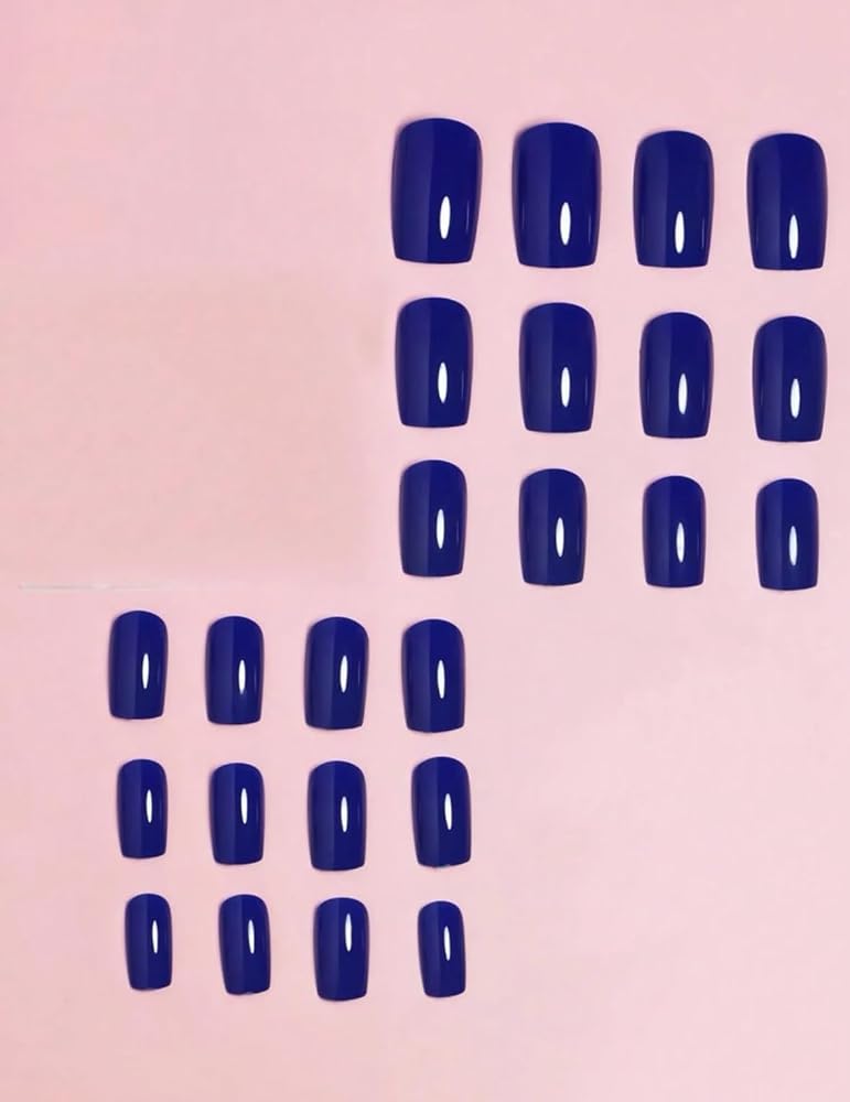 Suerte Press On Nails tips royal electric Blue french Solid Color Gradient Glossy 24pcs Press On French Nails Medium Hailey Manicure nail art trendy, Fake acrylic nails with glue kit - Image 3