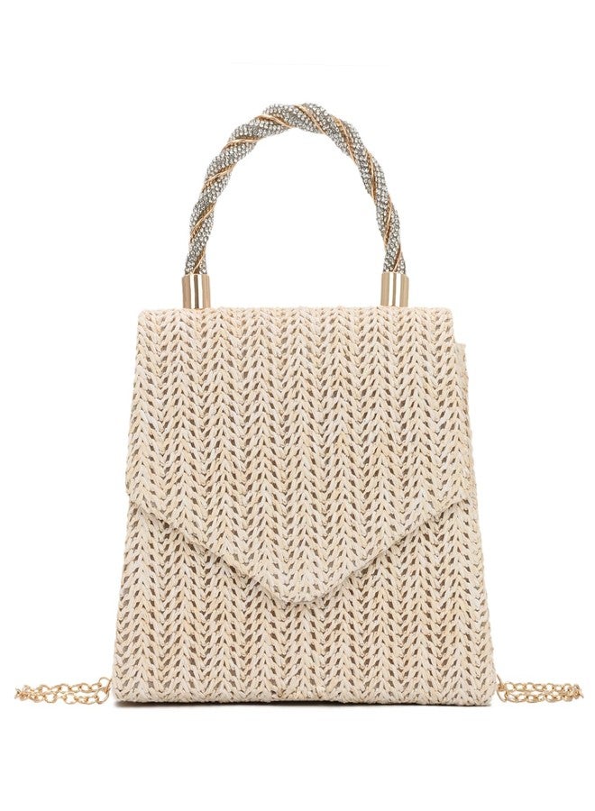 KUANG! Summer Straw Purse for Women Woven Straw Clutch Handbag Shoulder Evening Purse Party Beach Tote Bag - Image 1