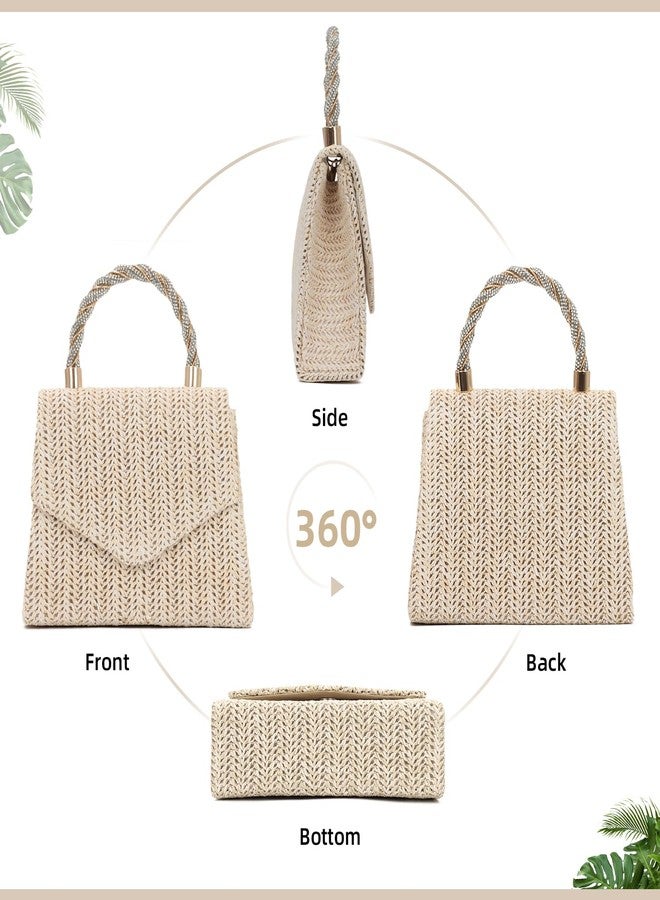 KUANG! Summer Straw Purse for Women Woven Straw Clutch Handbag Shoulder Evening Purse Party Beach Tote Bag - Image 4