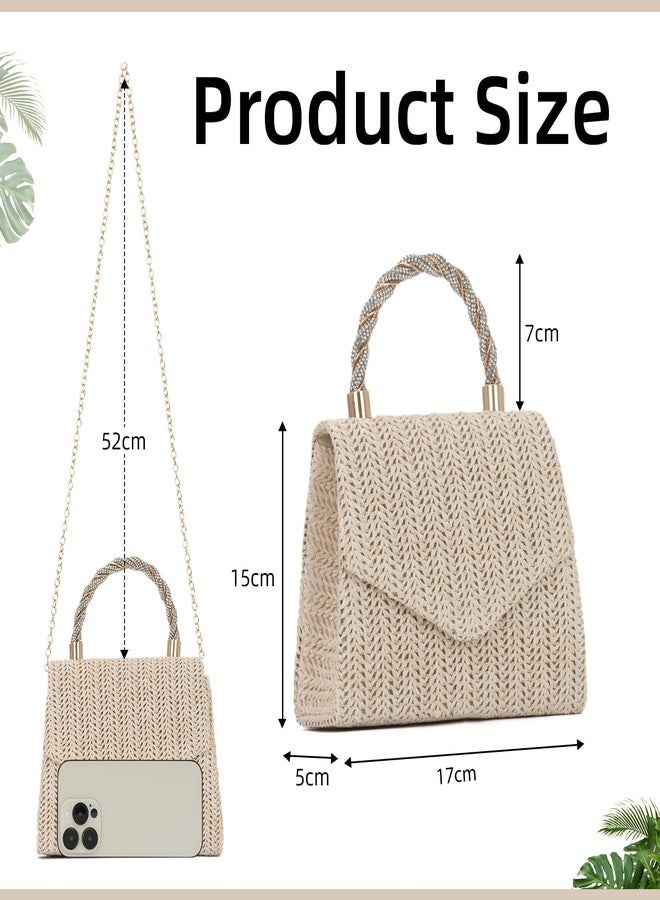KUANG! Summer Straw Purse for Women Woven Straw Clutch Handbag Shoulder Evening Purse Party Beach Tote Bag - Image 3