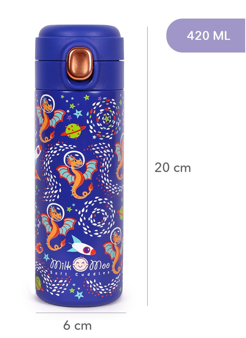 Milk & Moo Milk&Moo Stainless Steel Kids Water Bottle 420ML Ponix  - Image 4
