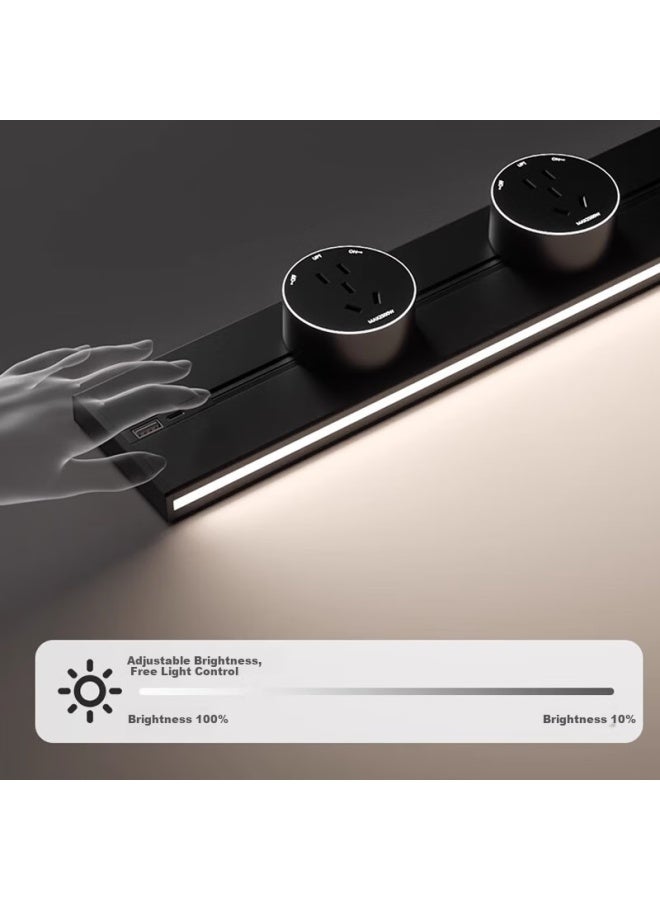 Oaks Aokesi Led Strip Track Socket With Usb Sensor Light, Movable Surface-mounted No-drilling Rotating Switch, 500mm + 4 Five-hole Sockets, Gray - Image 1