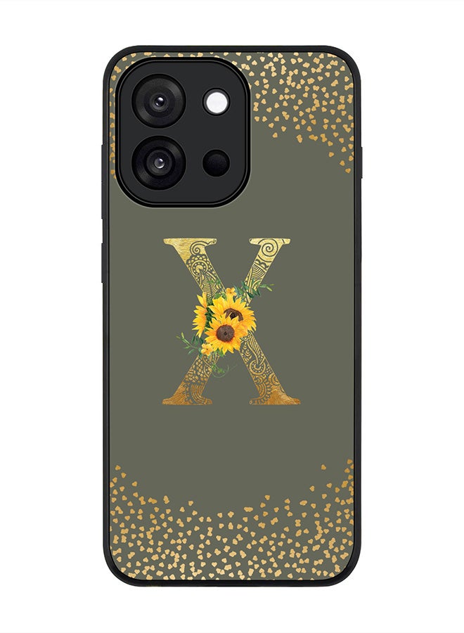 Stylizedd For OnePlus 13s / 13T Case,Slim fit Camera Protection, Shockproof Thin Phone cover  - Custom Floral Monogram - X  (Olive Green )